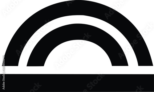 Abstract archway symbol simple geometric design minimalist black and white graphic element for branding and design projects