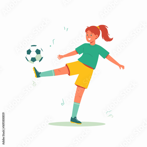 Fun cartoon kids playing various sports like soccer and football with a ball