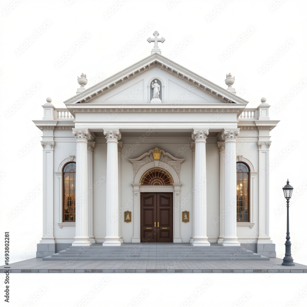 Fototapeta premium Classic White Building with Columns and Decorative Architectural Features