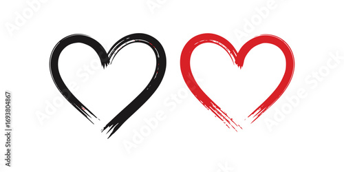 hand drawn heart. brush stroke painted love symbol. transparent png and vector illustration