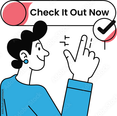Engaged person clicks "Check It Out Now" button, confirming a positive action