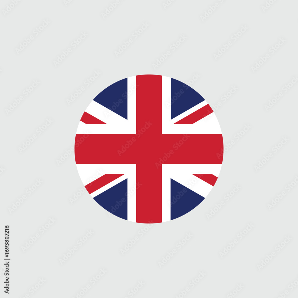Obraz premium UK Circular Flag Grey Background Emblem 