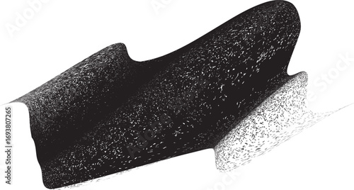 Sprayed black wavy line .Graffiti art design . Noise dispersion logo . Spray effect .Grunge curved line . Grainy, gritty textured line . Distressed element .vector 