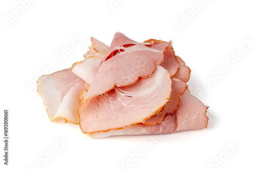 Baked Pork Slices Isolated, Roasted Sliced Loin, Tenderloin Ham Pieces, Boiled Meat Fillet Cuts