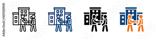Office Tour All In One Icon Multi Styles Vector Set