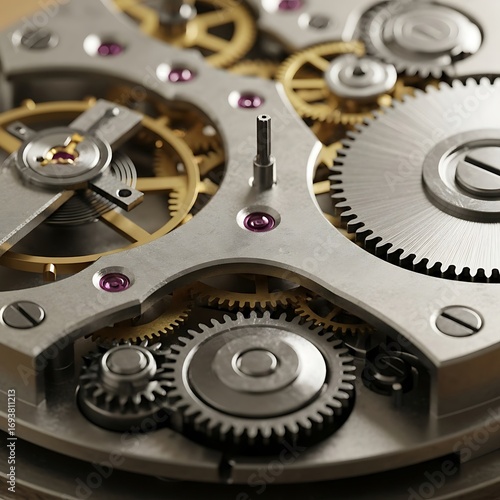 Wallpaper Mural Close-up view of intricate watch gears and mechanism, showcasing precision and detailed artistry. Torontodigital.ca