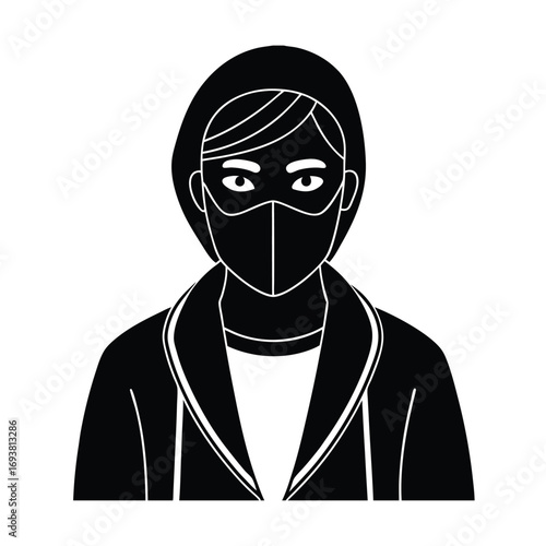 Chinese Commuter Wearing Face Mask