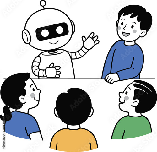 Friendly robot teaches curious children about technology and future innovation together