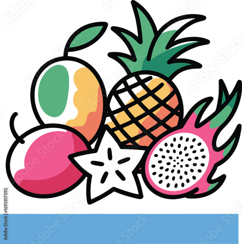 Vibrant tropical fruit medley offers a fresh, healthy life choice