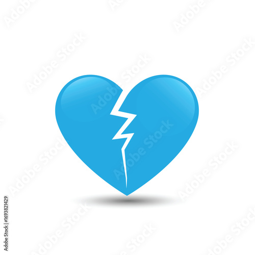 Blue broken heart vector symbol template