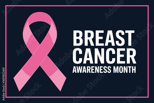 Breast cancer awareness month with pink ribbon illustration