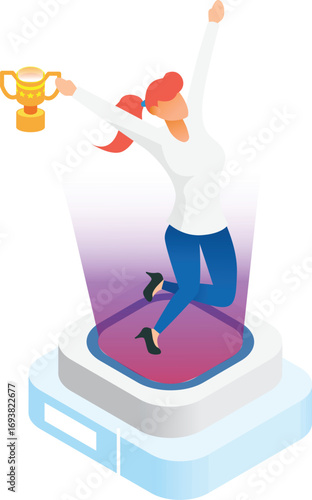 Business concept infographic design. Businessperson 3D character flat ambitious People. Career ambition changing role winning Startup group training goal setting and team management illustration