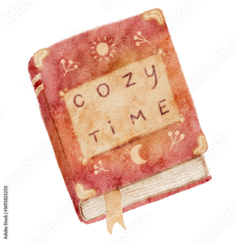 Digital watercolor illustration of a book with 