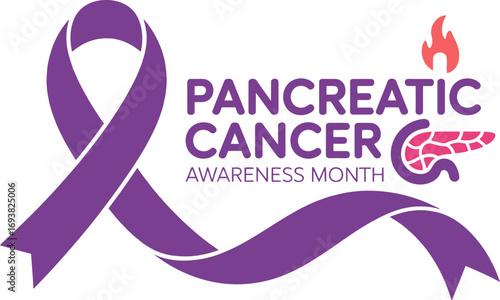 Pancreatic cancer awareness month purple ribbon support hope