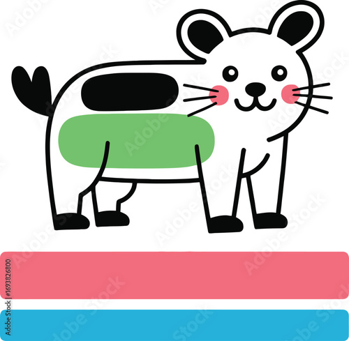 Cute coon animal illustration with colorful blocks for text or design elements