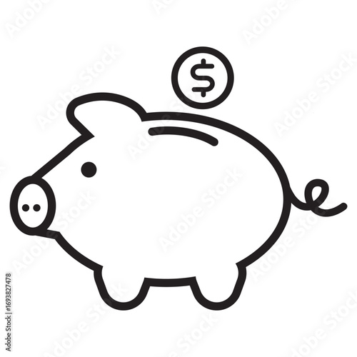 Piggy bank for cash saving vector illustration icon