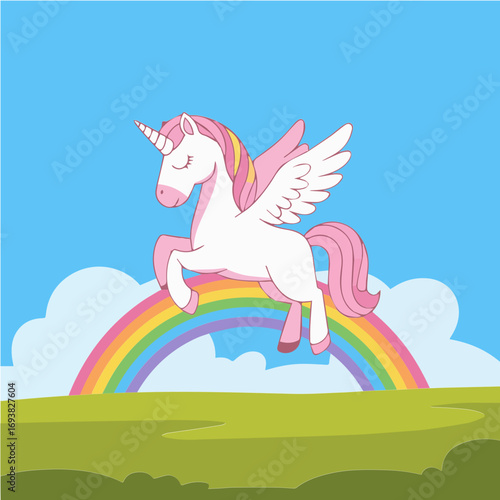 Colorful illustration of a Unicorn vector