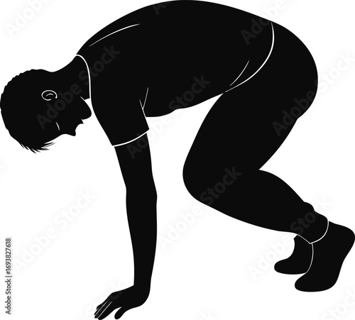 Person bending sideways silhouette top view motion vector