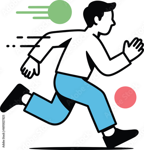 Dynamic businessman sprinting forward with speed and momentum for success