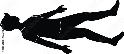 Top view silhouette person lying sideways relaxed pose vector