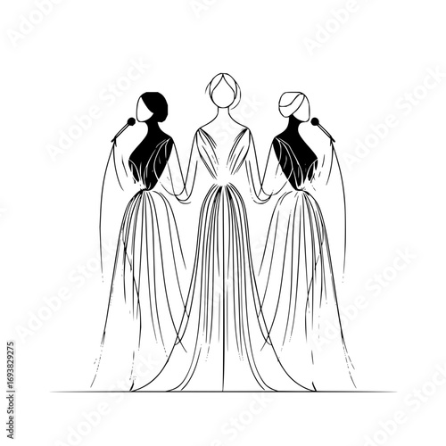 Three singing women vocal group vector art illustration perfect for music event promotion and design projects