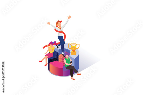 Business concept infographic design. Businessperson 3D character flat ambitious People.illustration Suitable for Diagrams, Infographics, Game Asset, And Other Graphic Related Assets