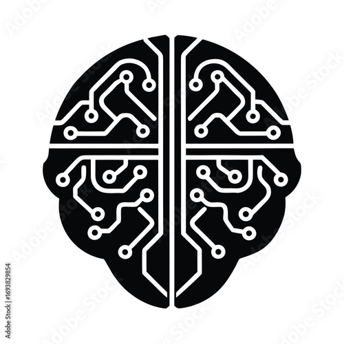 Futuristic Cybernetic Brain with Glowing Neon Circuits