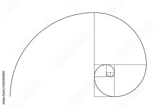 Golden Ratio Spiral, Fibonacci Sequence, Sacred Geometry Design Graphic.