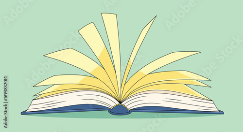 An open book with pages turning revealing knowledge and stories waiting to be discovered and shared through reading and learning