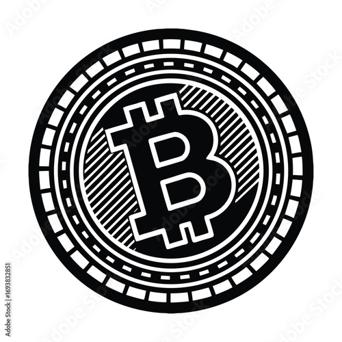Golden Bitcoin Coin Icon in Digital Vector Style