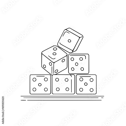 Dice game vector illustration outline, gambling, casino, luck, risk, chance, betting, board game, play, fun