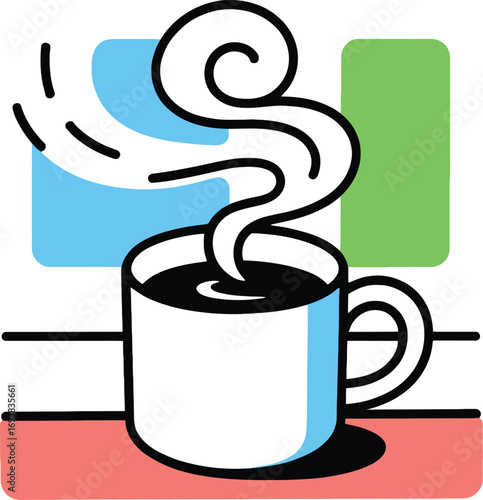 Steaming coffee mug with vibrant abstract background for morning energy boost