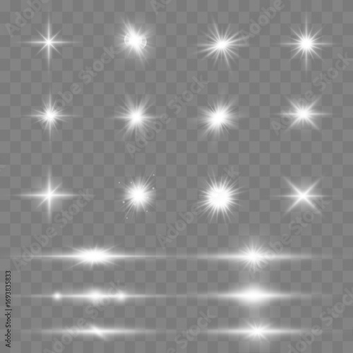 Shimmering stars scatter across the sky, glowing softly with a white hue. Sparkles vary in size and intensity, creating a natural, dreamy effect. Perfect for backgrounds, wishes, or festive themes.