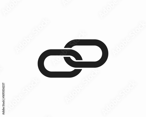 Black Interlocking Chain Link Icon on White Background