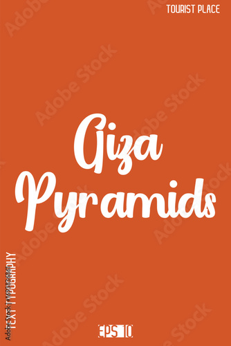 Stylish Typography Vector Design – Tourist Place Lettering Art -  Giza Pyramids Egypt