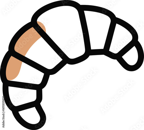 Freshly baked croissant illustration for cafe menus, food blogs, and breakfast designs