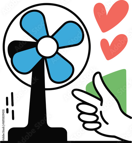 Enjoy cool air and show appreciation with a stylish fan and loving gesture design