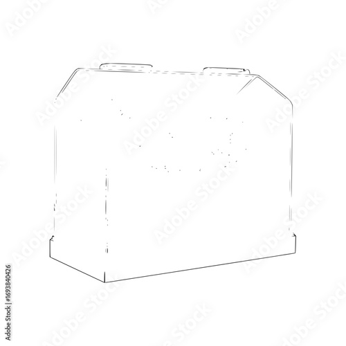 Outline drawing of a square storage container box with lid for organization and storage solutions product view