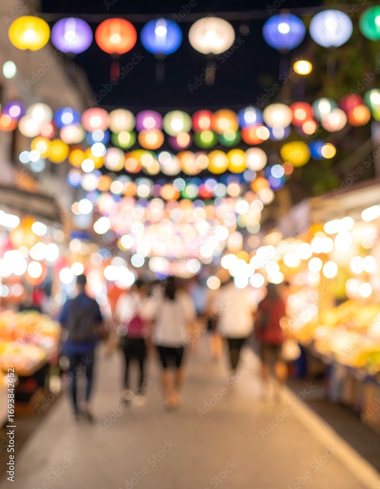 custom made wallpaper toronto digitalBlurred night market scene with colorful lanterns