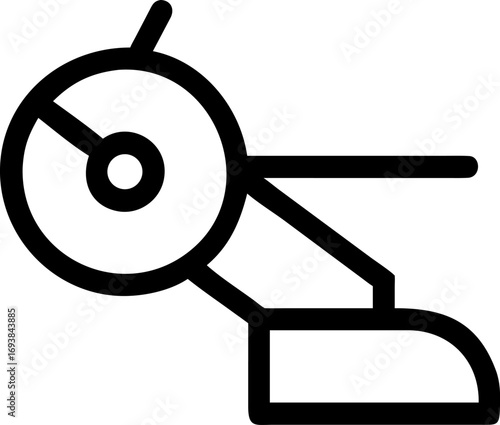 Outline icon of a stationary circular saw. A minimalist symbol for woodworking, construction, and workshop activities, representing precision and power