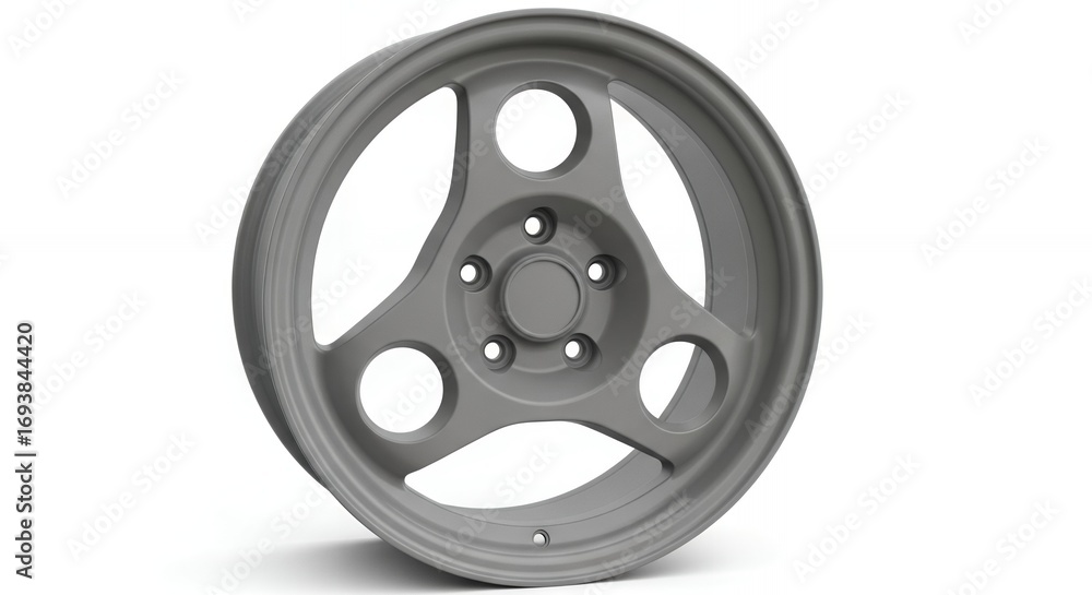Fototapeta premium Sleek modern alloy wheel with unique three-spoke design for performance vehicles