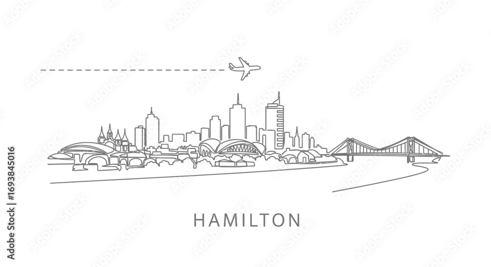 Obraz premium Hamilton Skyline with Canada, Cityscape, and Minimalist.