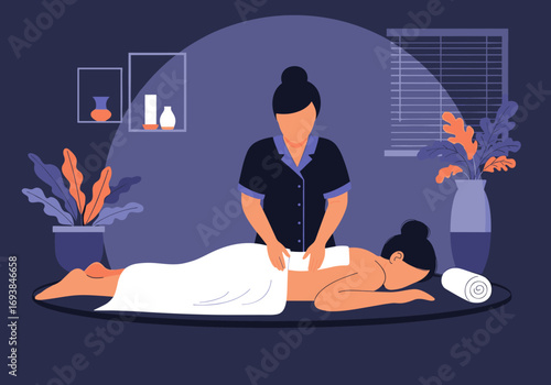 Relaxing hot stone massage therapy promoting wellness and stress relief for a healthy body and mind