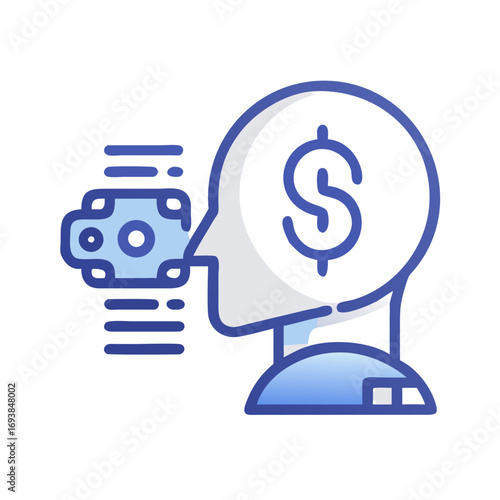 Artificial Intelligence and Financial Thinking: Icon Depicting Investment Strategy and Machine Learning