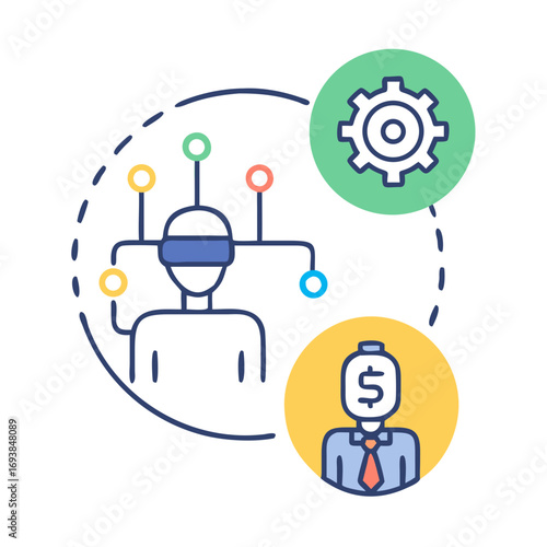 Future business and technology illustration of a person using VR gear
