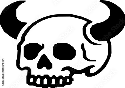 Skull with Horn Vector Illustration.