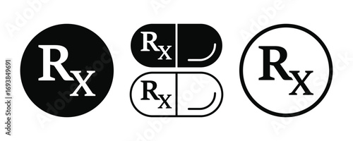 Medical Prescription RX Icons Vector Set 