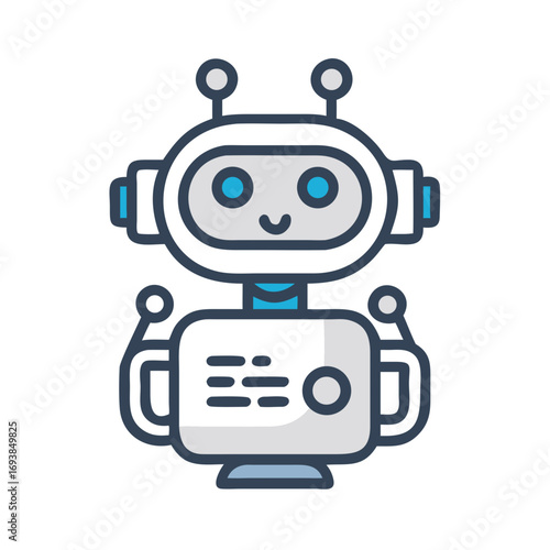 Friendly Robot Character Illustration on Black Background for Technology or AI Concept