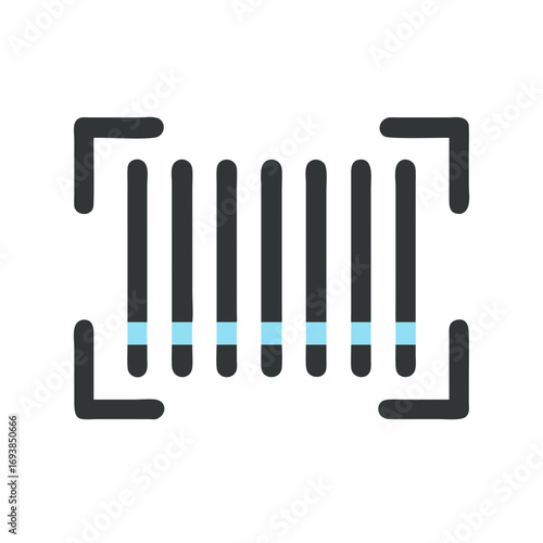A clean modern icon of a barcode scanner symbol against black backdrop