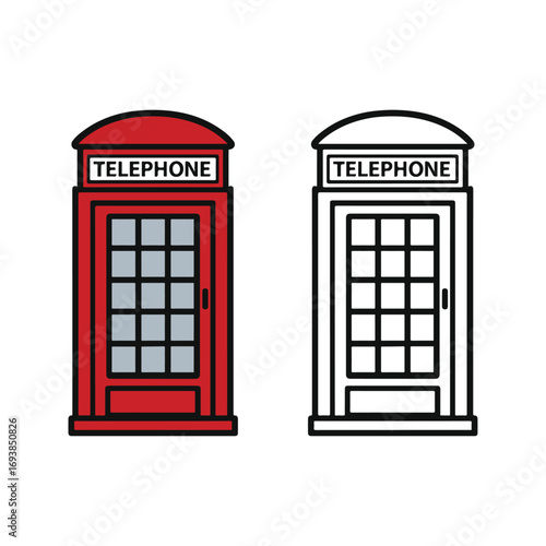 red telephone box on White Background